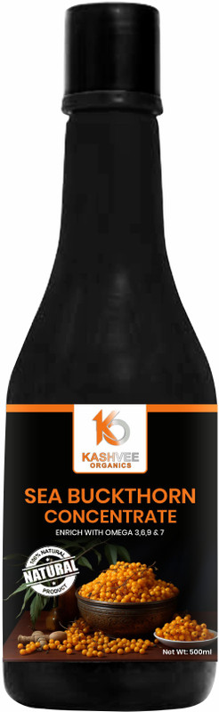 KASHVEE ORGANICS Sea Buckthorn Concentrate Juice | Enriched with Omega 3,6, 9 and Rare Omega 7(500 ml)