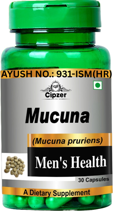 CIPZER Mucuna 30 Capsules | Boosts Stamina, Strength & Supports Men Vitality Naturally(30 Capsules)