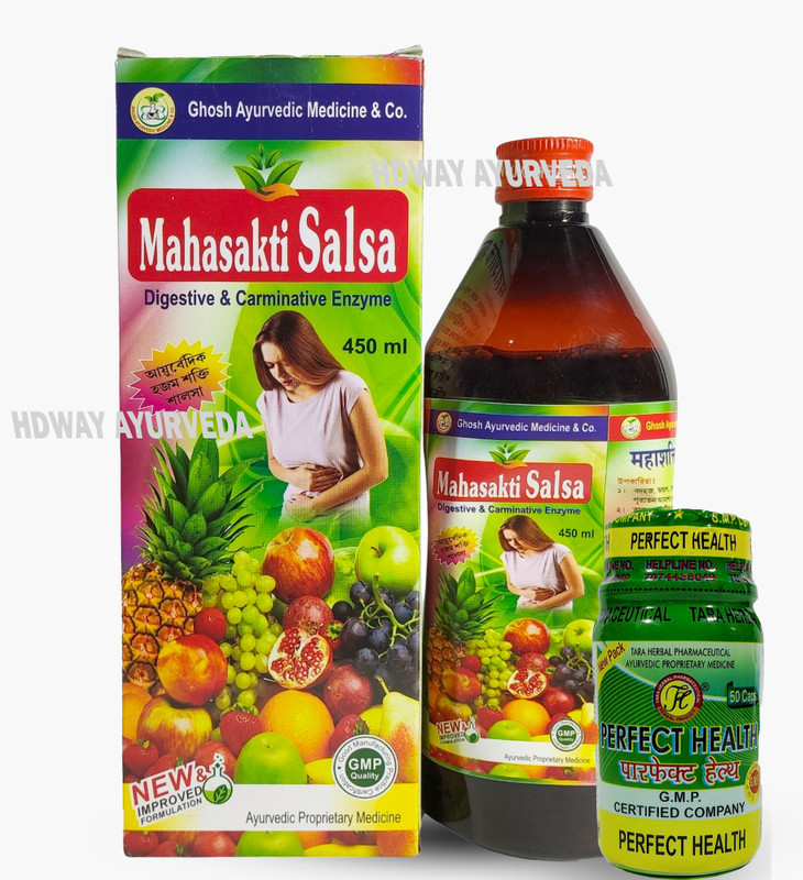 HDWAY AYURVEDA Ghosh Mahashakti Salsa with Tara Pertfect Health capsule || Ayurvedic ||(Pack of 2, 450 ml, 50 Capsules)
