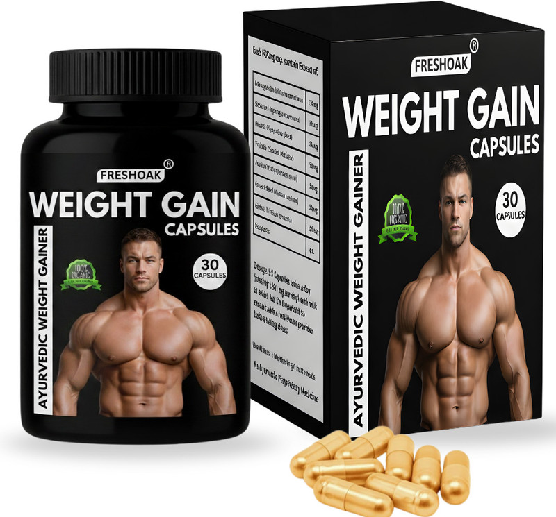 freshoak Grow Body I 100% Ayurvedic Weight Gainers/Mass Gainers Capsules 30 PCS(30 Capsules)