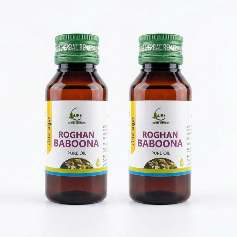 CURE HERBAL REMEDIES Roghan Baboona | Herbal Pain Relief Oil for Backache, Knees & Ear Pain(Pack of 2, 50 ml)