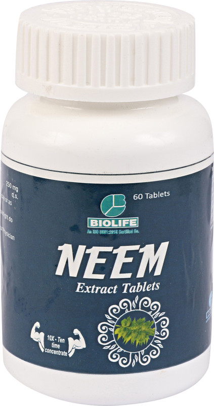 BIOLIFE Neem Extract Tablets - Blood Purifier & Bad Breath Relief ( 60 Tablets )(Pack of 2, 120 Tablets)