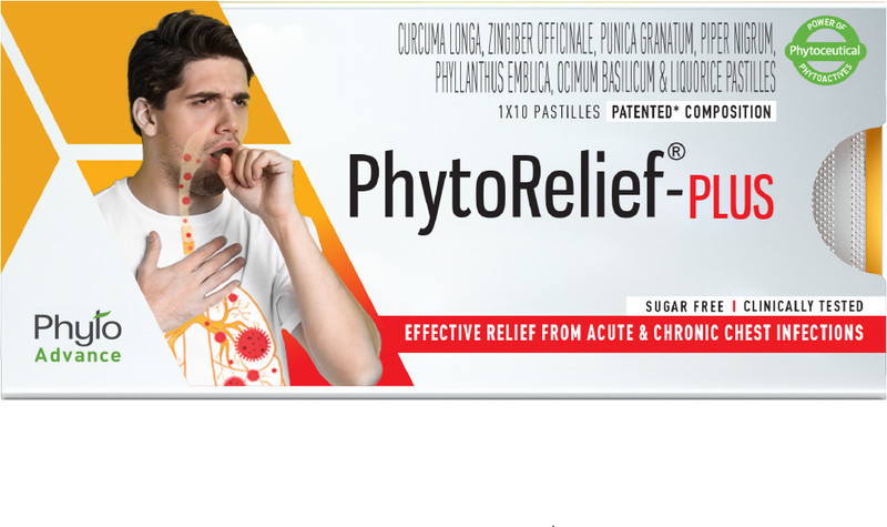 Phytoadvance PhytoRelief-Plus Quick Relief from Throat infection, prolonged Cold & Cough(Pack of 5, 50 Capsules)