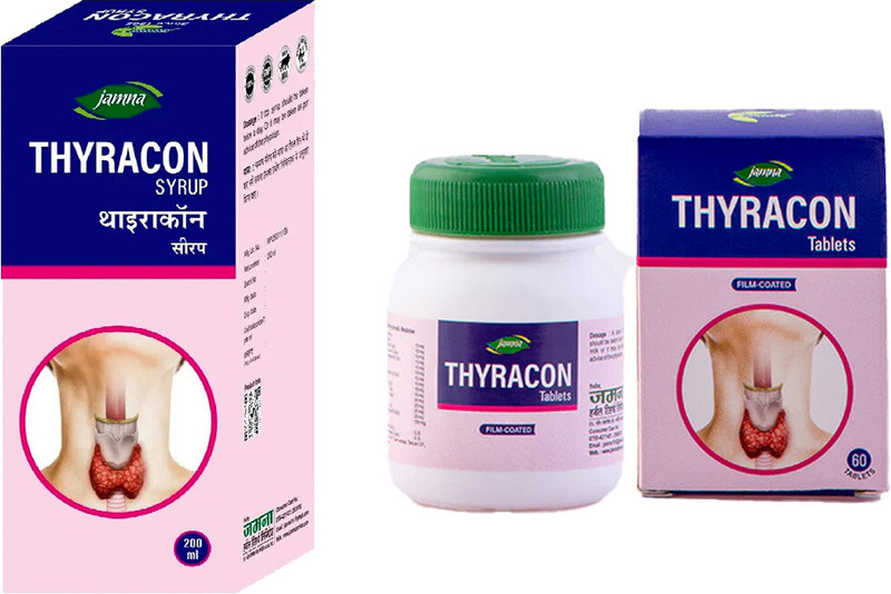 jamna Thyrocon Syrup 200ml and Thyracon Tablet 60 |Ayurvedic medicine for Thyroid(60 Tablets, 200 ml)