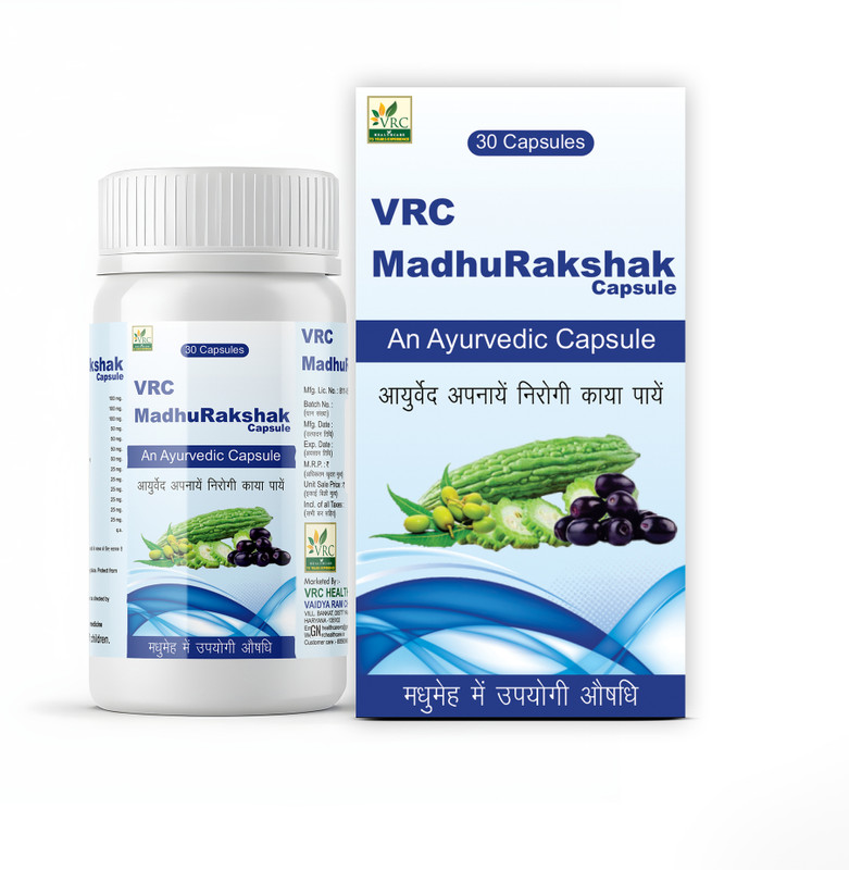 VRC MadhuRakshak Capsules | An Ayurvedic Supplement Helps in Diabetes, Cholesterol(30 Capsules)