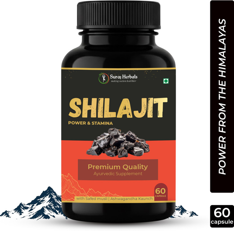 Suraj Herbals Shilajit Pure Ayurvedic Revitalizer for Men(60 Capsules)