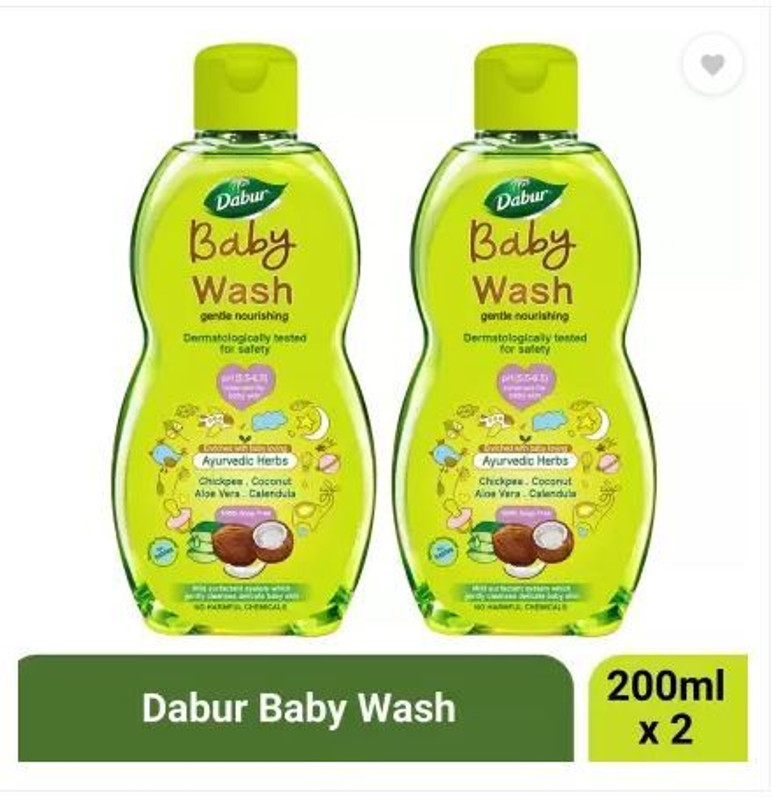 Dabur Baby Body Wash Tear Free |Contains Aloevera & Calendula 200ml(Pack of 2, 400 ml)