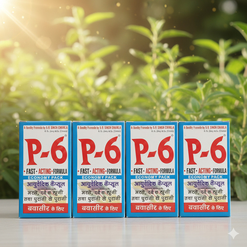 P-6 P6 Ayurvedic Piles Relief Capsules – Pack of 4 (24 Caps)(Pack of 4, 96 Capsules)