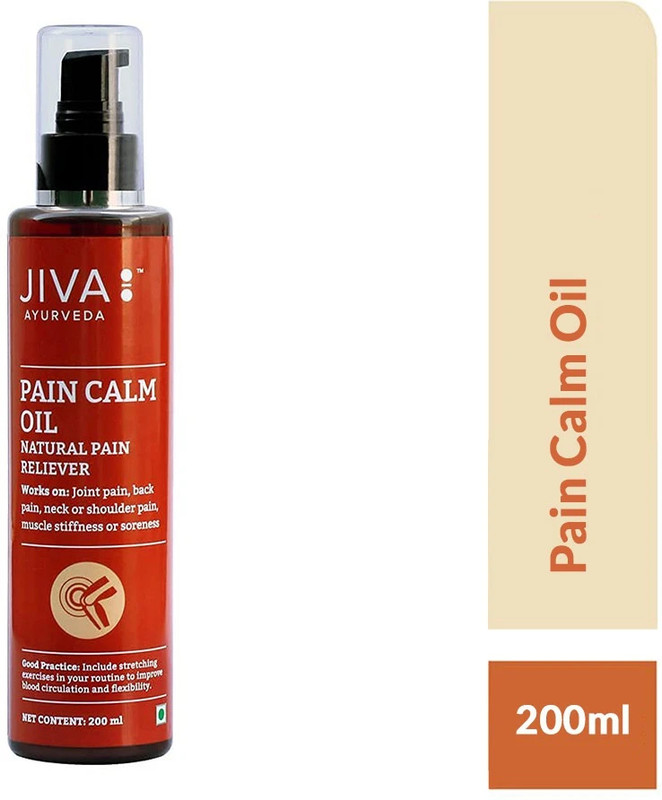 JIVA Pain Calm Oil - Ayurvedic Pain Relief Oil for Joint Pain, Back Pain and Muscle Stiffness - 200 ml - Pack of 1(200 ml)