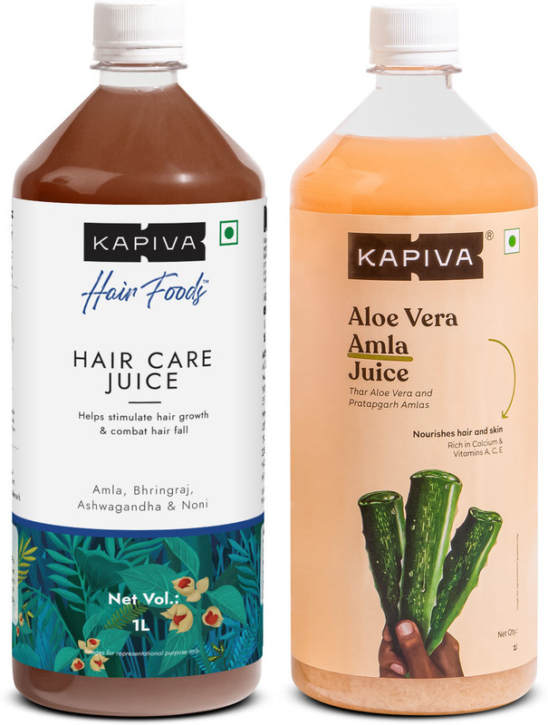 Kapiva Hair Care Juice & Aloe Amla Juice | Skin & Hair Combo(Pack of 2, 2 L)