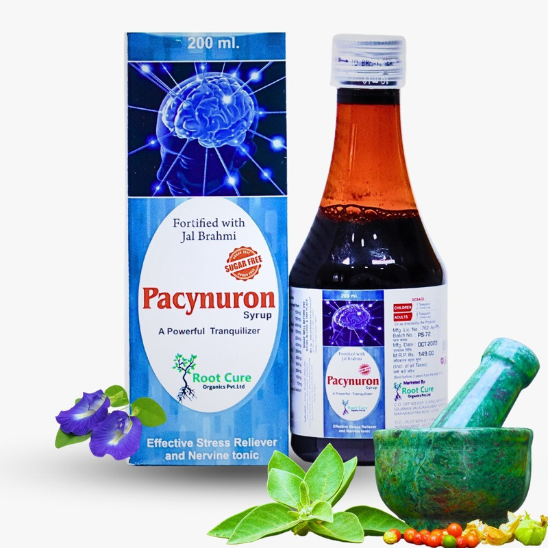 ROOT CURE ORGANICS Pacynuron Syrup With Jala Brahmi,Shankhapushpi, Jyotishmati Etc..(200 ml)
