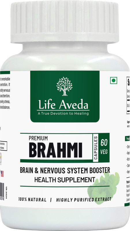 Life Aveda Premium Brahmi 60 Veg Capsules (500 mg)(60 Capsules)