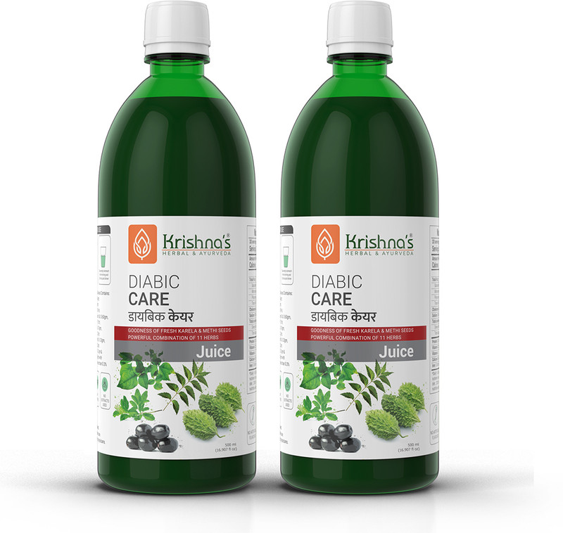Krishna's Herbal & Ayurveda Diabic Care Juice | Helps Manage Blood Sugar | Boosts Metabolism and Improves Digestion | Stimulate Insulin Secretion | Helps Manage Weight | Pack of 2 | 500ml Each(Pack of 2, 1000 ml)