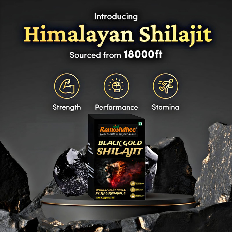 Ramoshdhee Shilajit Black Gold 60 Cap | Boosts Power In 2 Weeks |(60 Capsules)