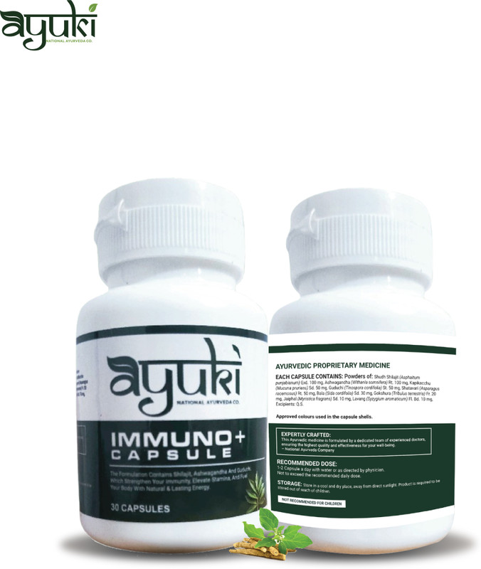 AYUKI Shilajit Energy Immuno Plus capsule | 100% Ayurvedic(30 Capsules)