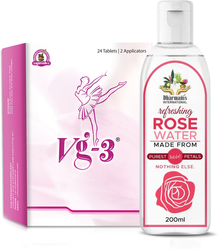VG-3 Tablets & Rose Water | For Women (24 Tablets & 200 ml Toner)(Pack of 2, 24 Tablets, 200 ml)