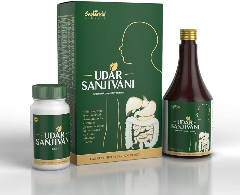 Saptarishi Herbal Udar Sanjivani Ayurvedic Digestive Care(Pack of 3, 200 ml, 120 Tablets)