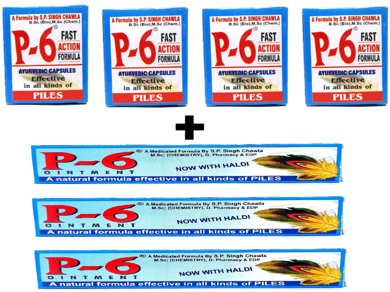 P6 P-6 Capsule and ointment fast relief in piles and fissure(24 Capsules, 25 g)