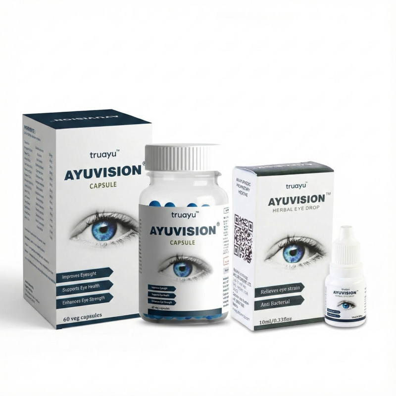truayu Ayuvision Combo Pack | For Daily Eye Care| Enriched with Silver & Pearl(60 Capsules, 10 ml)
