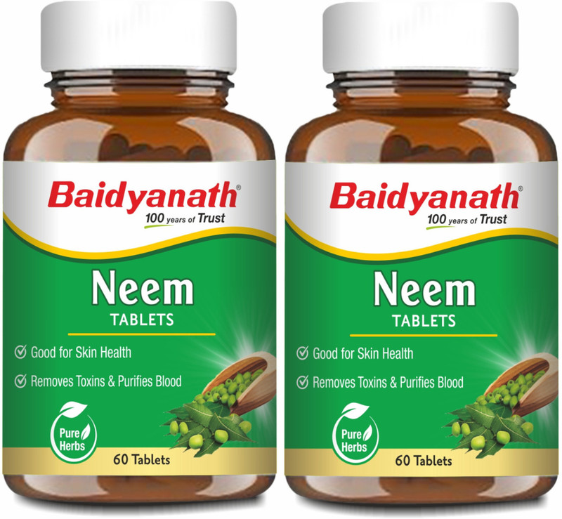 Baidyanath Neem Tablets- A known Ayurvedic Herb for Healthy Skin and Hair | Powerful Blood Purifier| Helps to Balance Blood Sugar Levels & Boosts Liver Health & Metabolism | Pack of 2(Pack of 2, 60 Tablets, 60 Tablets)