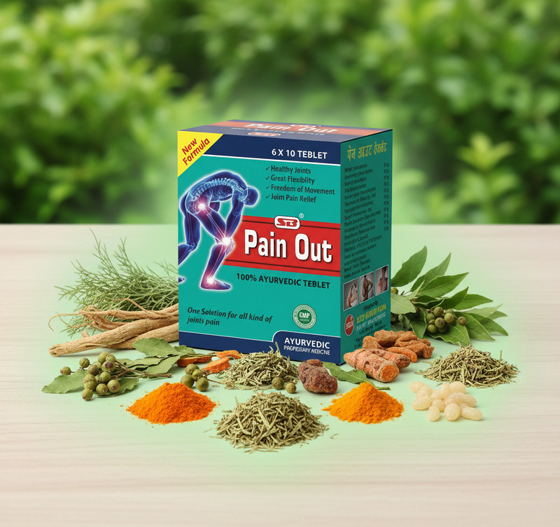 HERBSHD Pain Out Ayurvedic Tablet | Joint Pain, Arthritis, Flexibility, Muscle Relief(60 Tablets)