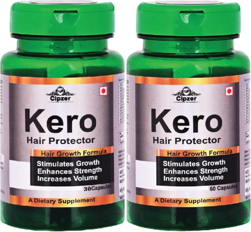 CIPZER Kero Hair Protector 30 & 60 Capsule Promotes Hair Growth & Prevents Hair Fall(Pack of 2, 30 Capsules, 60 Capsules)
