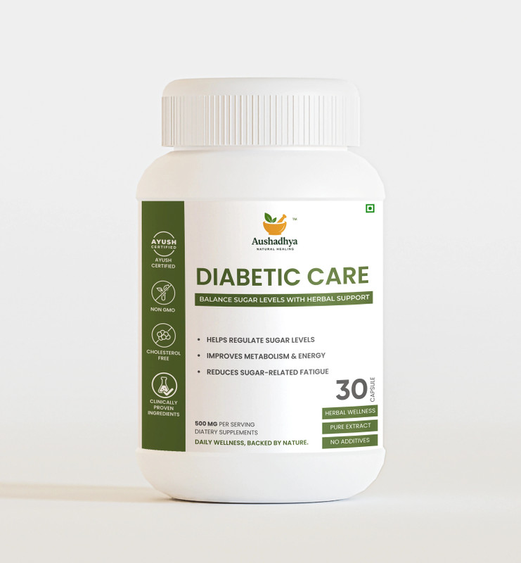 AUSHADHYA Diabetic Care Capsules for Sugar Balance, Energy, Metabolism & Fatigue Support(30 Capsules)