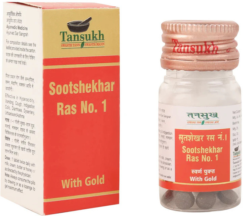 Tansukh Sootshekhar Ras No.1 – Ayurvedic Medicine for Acidity & Indigestion |(10 Tablets)