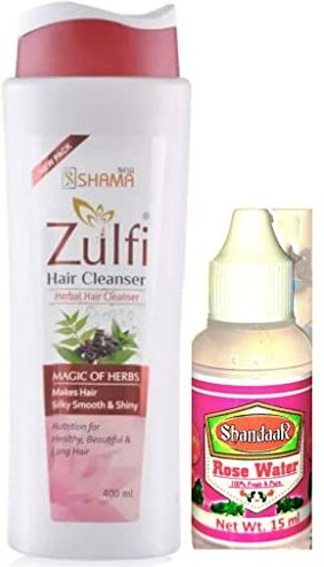 New Shama Zulfi Shampoo (400ml) Comes with shandaar rose water(Pack of 2, 415 ml)