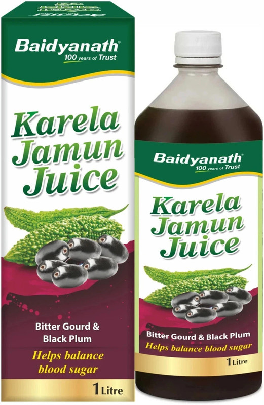 Baidyanath Karela Jamun Juice 1L | Natural Remedy For Blood Sugar Management |Helps in Reducing the Bad Cholesterol Levels & Improves overall Health and Wellness(1000 ml)