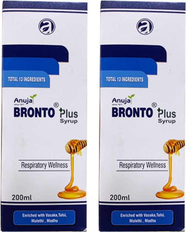 Anuja Bronto Plus Syrup (200 ml X 2 Packs) - Respiratory Wellness(Pack of 2, 400 ml)