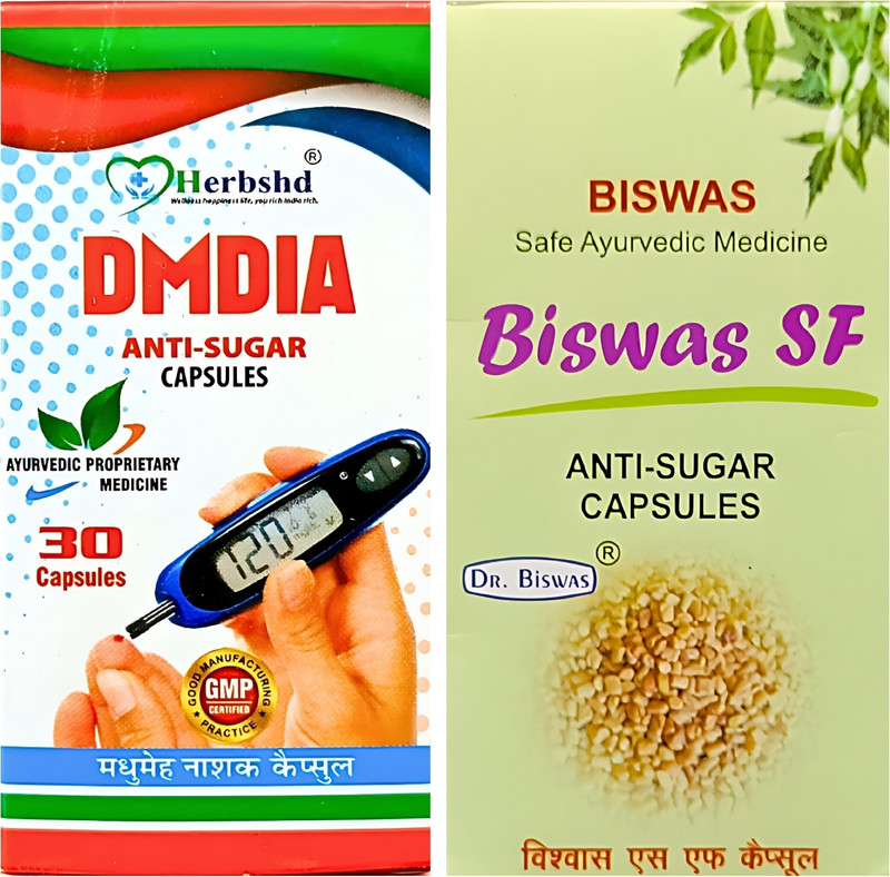 HERBSHD DMDIA & BISWAS SF ANTI-SUGAR CAPSULE | Diabetic Care | Sugar Control(Pack of 2, 80 Capsules)