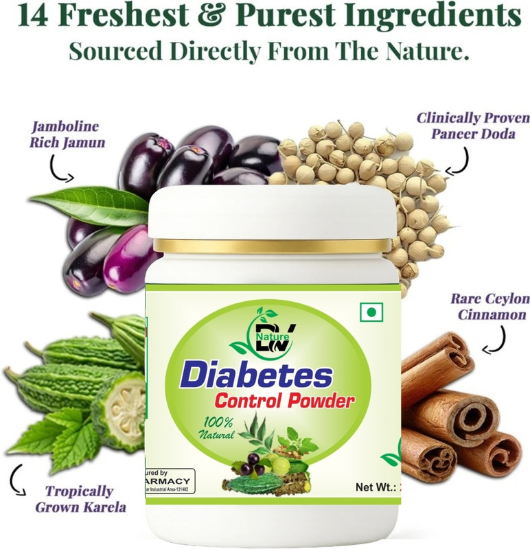 DV Nature Ayurvedic Diabities Control Powder with 11 Clinically Proven Herbs Karela Jamun(200 g)
