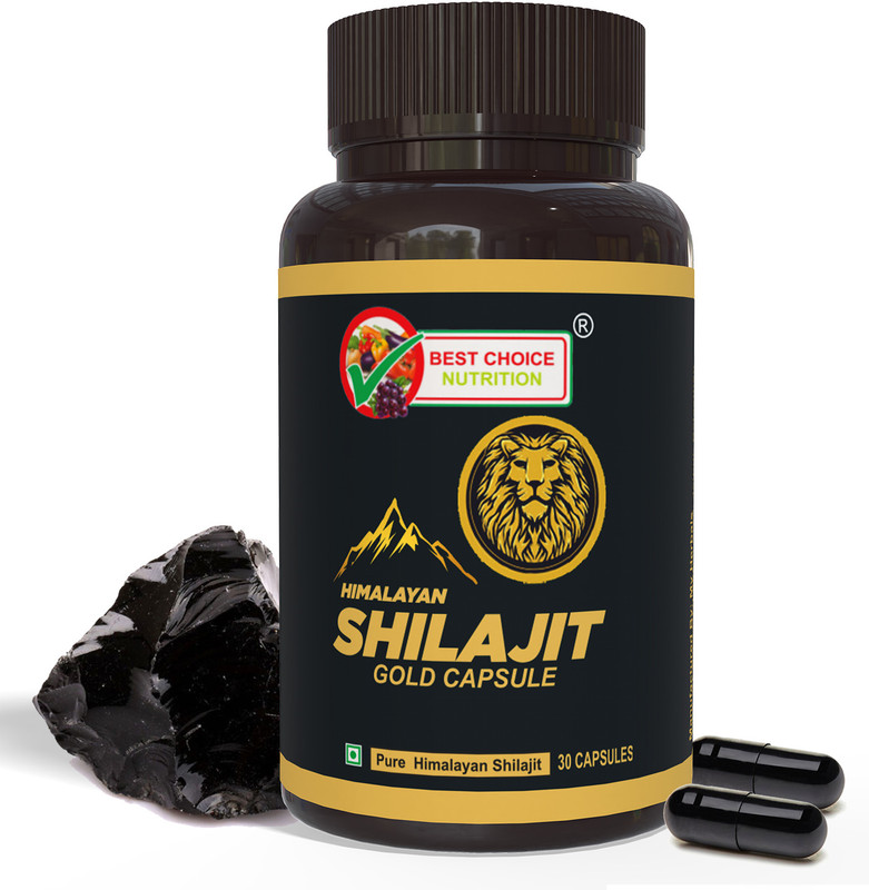 BEST CHOICE NUTRITION Shilajit Gold | Pure Shilajit | Boosts Stamina | 100% Ayurvedic(30 Capsules)