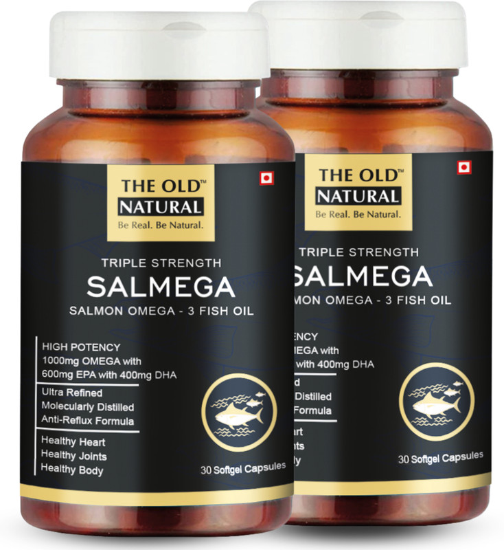 The Old Natural Salmega Triple Strength Salmon Omega-3 Fish oil Tablets (Pack of 2)(Pack of 2, 60 Capsules)