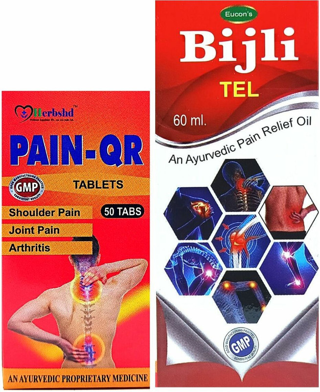 HERBSHD Pain-QR 50Tablets & Bijli Tel 60ml 100% an Ayurvedic Pain Relief (Pack of-2)(Pack of 2, 50 Tablets, 60 ml)