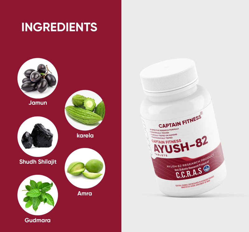 CaptainFitness Ayush 82 | Ayurvedic Medicine for Diabetes(180 Tablets)
