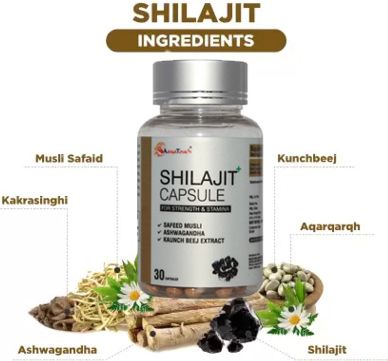 Aayatouch Pure Shilajit Capsules for Strength, Stamina & Vitality(30 Capsules)