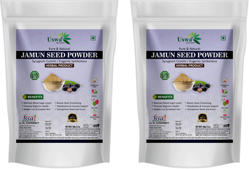 Uswa Ayurvedic Jamun Seed Powder for Diabetes –Pack-2(200g)(Pack of 2, 200 g)