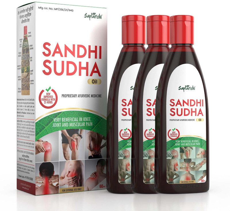 Saptarishi Ayurvigyan Joint Pain Relief Oil, Suitable for Men & Women Joints, Knee & Muscle Pain 180ml(Pack of 3, 180 ml)