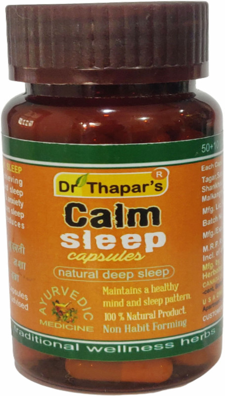 Dr. Thapar's CALM SLEEP INTOXICATION Free AYURVEDIC 100+20 FREE CAPSULE(Pack of 2, 500 mg)