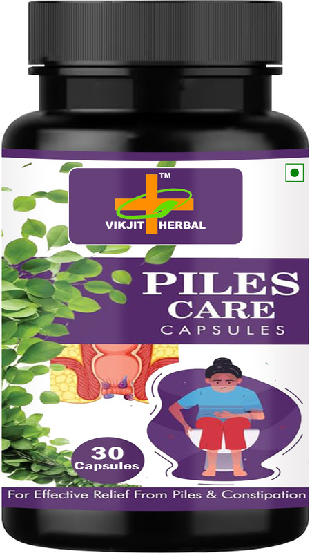 VIKJIT HERBALS PILES CARE FOR EFFECTIVE RELIEF FROM PILES & CONSTIPATION(30 Capsules)