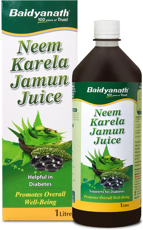 Baidyanath Neem Karela Jamun Juice | Best For Diabetic, Skin Care & Natural Detoxification(1 L)