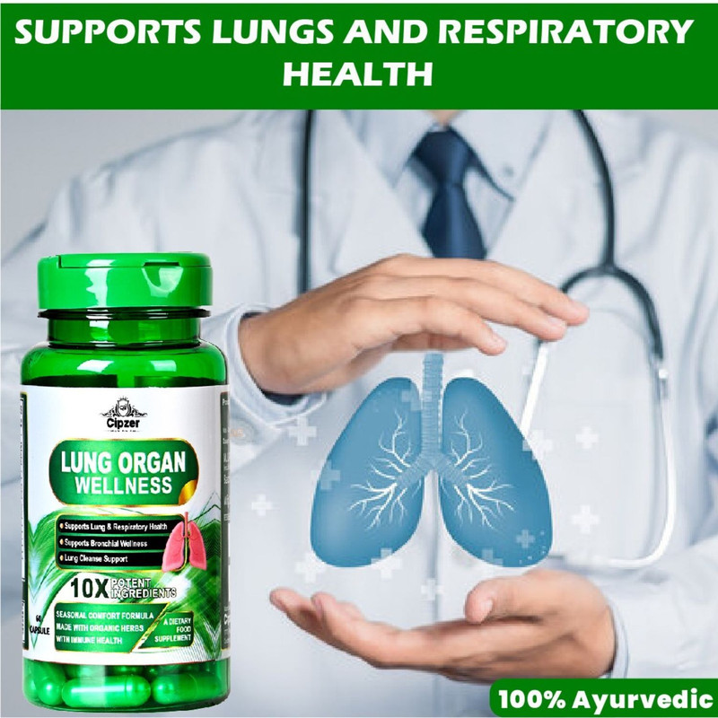 CIPZER LUNG ORGAN WELLNESS 60 CAPSULE Smokers Cough, Lung Health & Respiratory Health(60 Capsules)
