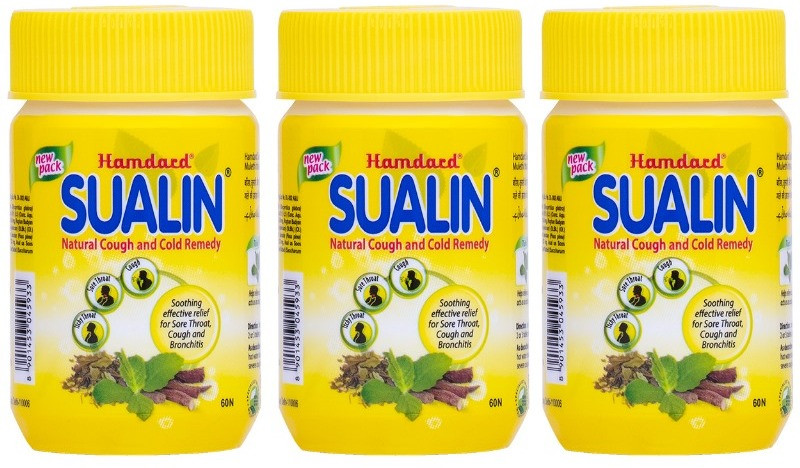 Hamdard Sualin Tablets | For Cold, Cough, Itchy Throat, & Bronchitis(Pack of 3, 60 Tablets)