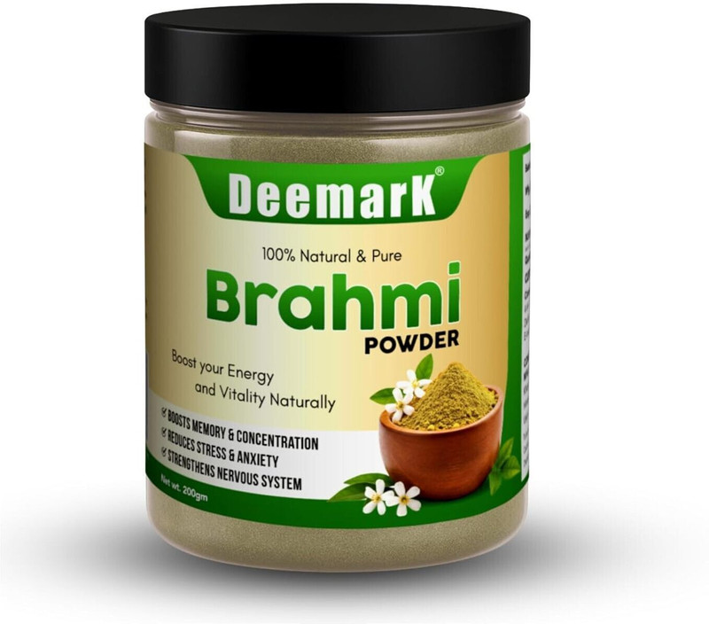DEEMARK Organic Brahmi Powder | Brain Tonic | Enhances Memory & Reduces Stress(200 g)