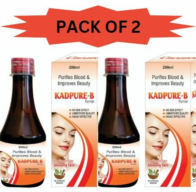 Kadcure Kadpure-B syrup Natural Blood Purifier For Glowing Skin|200ml(Pack of 2, 400 ml)