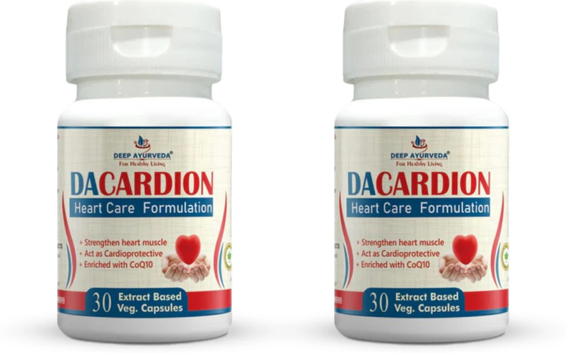 Deep Ayurveda Dacardion Ayurvedic Heart Care & Blood Pressure Support Medicine, Cholesterol(Pack of 2, 60 Capsules)