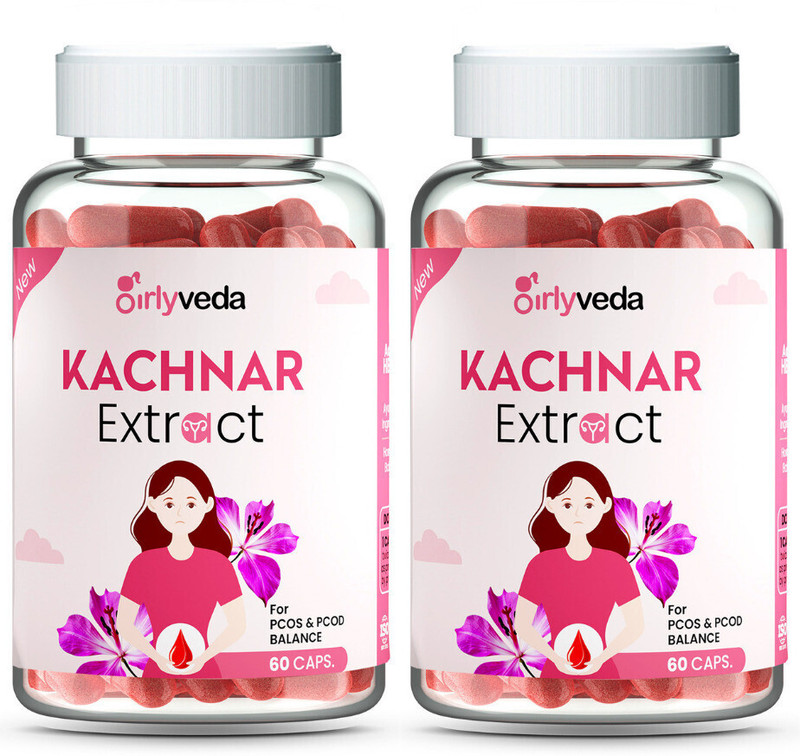 Girlyveda Kanchnar Guggulu Extract Ayurvedic Capsules | Thyroid support |TSH Level, T3, T4(Pack of 2, 120 Capsules)