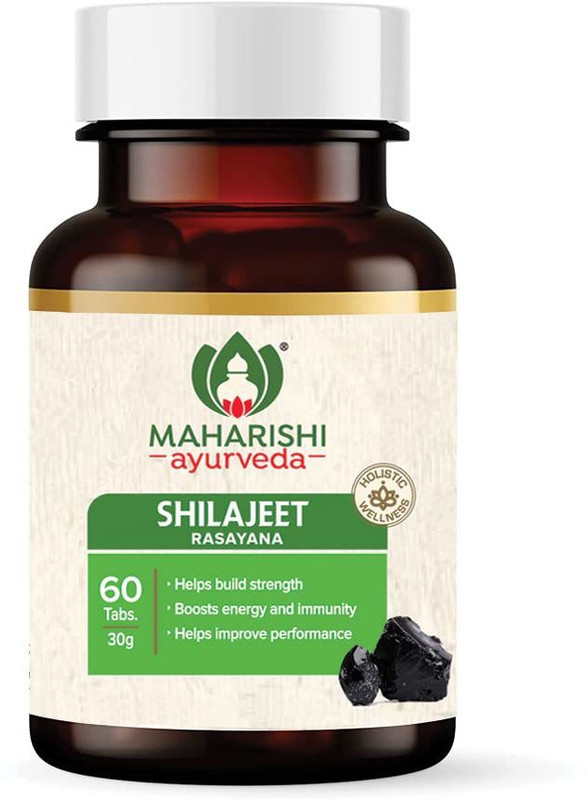 MAHARISHI ayurveda Shilajeet Rasayana Natural & Pure Shilajit for Strength, Stamina & Endurance(60 Tablets)